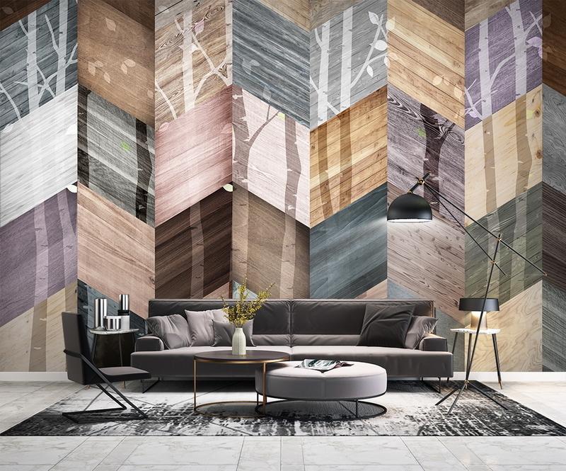 Fototapeta geometryczne pasma drzewiasta