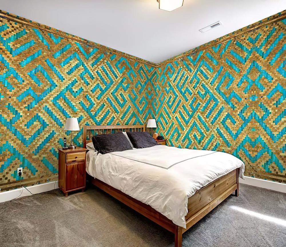 Fototapeta geometryczna złota turkusowa