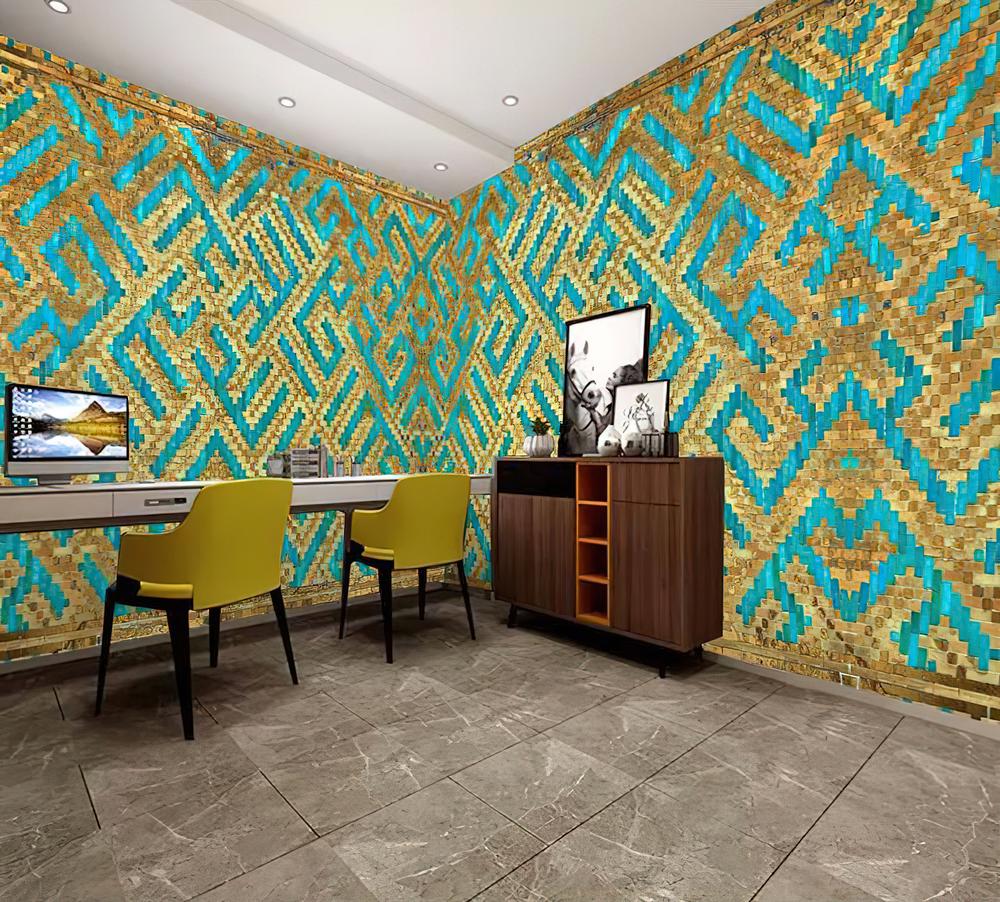 Fototapeta geometryczna złota turkusowa