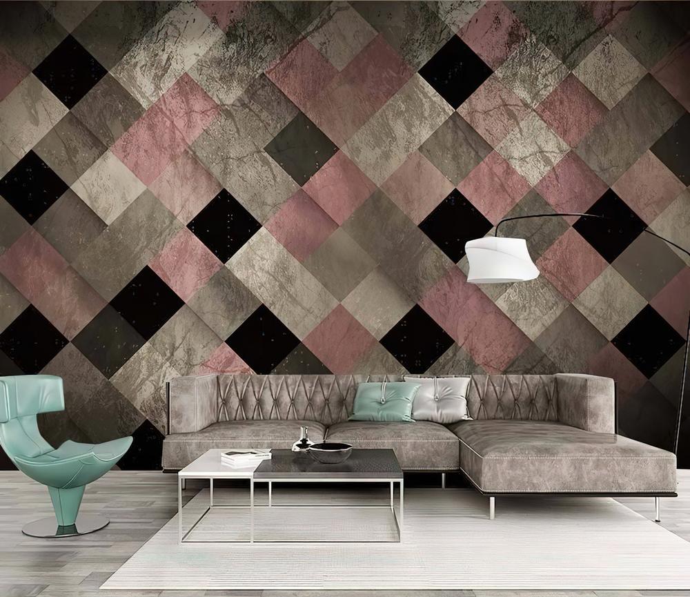 Fototapeta geometryczny czarno-biały różowy