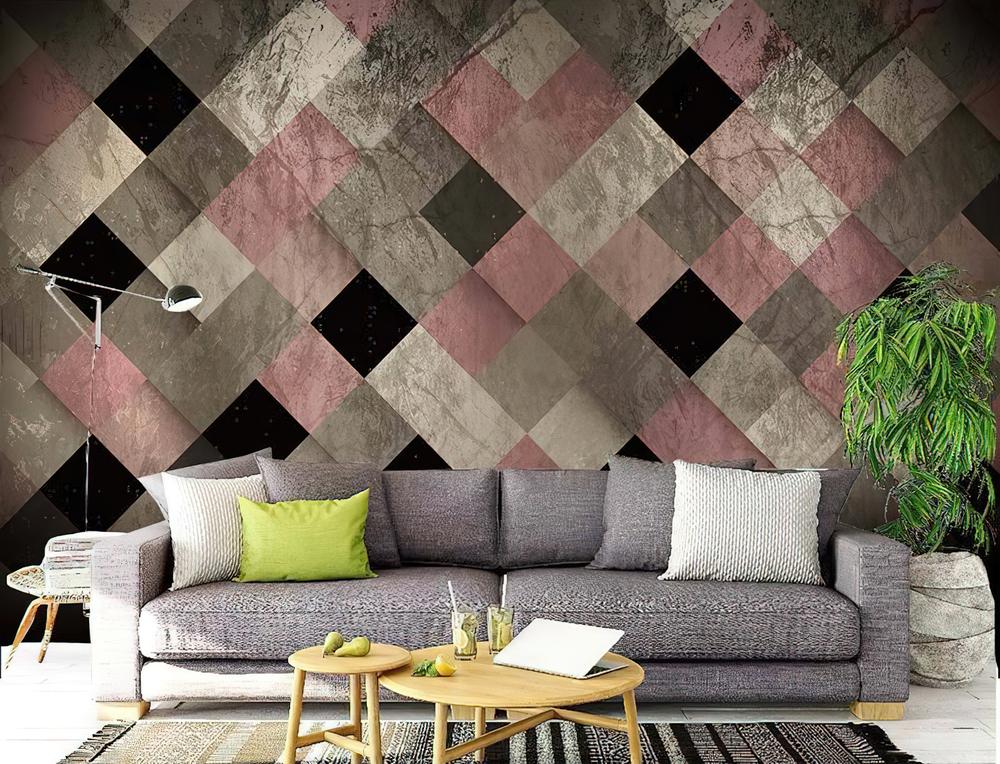 Fototapeta geometryczny czarno-biały różowy