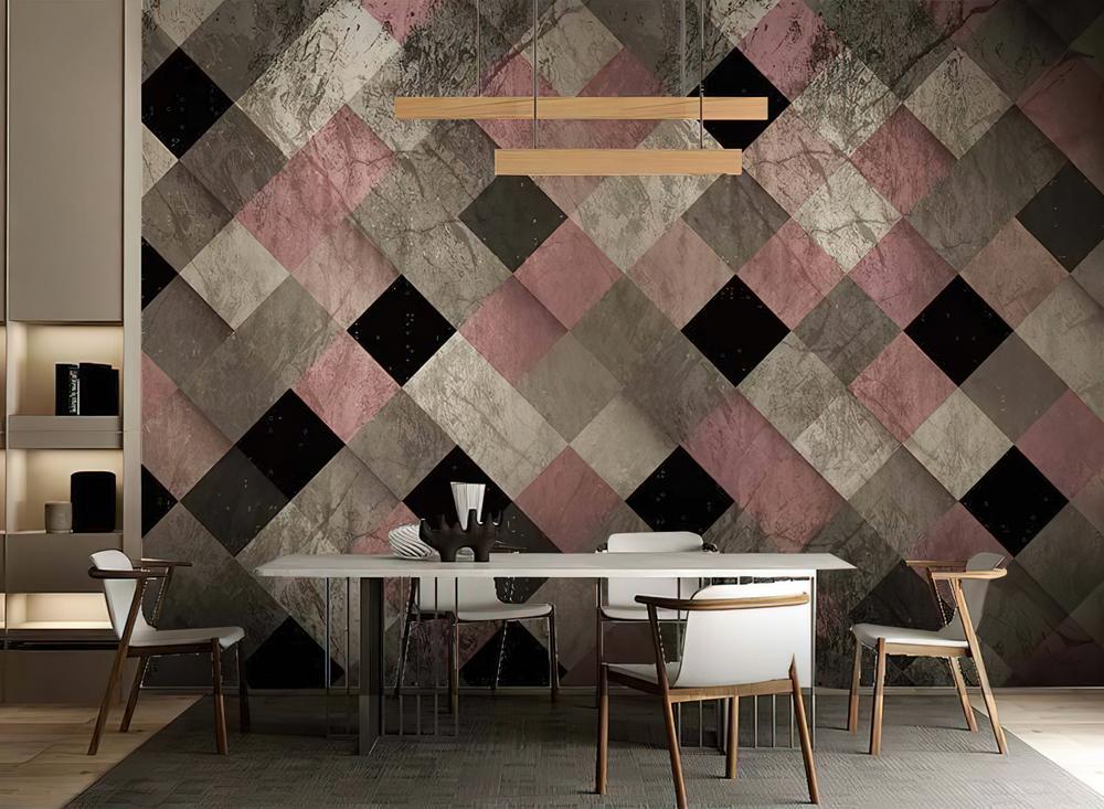 Fototapeta geometryczny czarno-biały różowy
