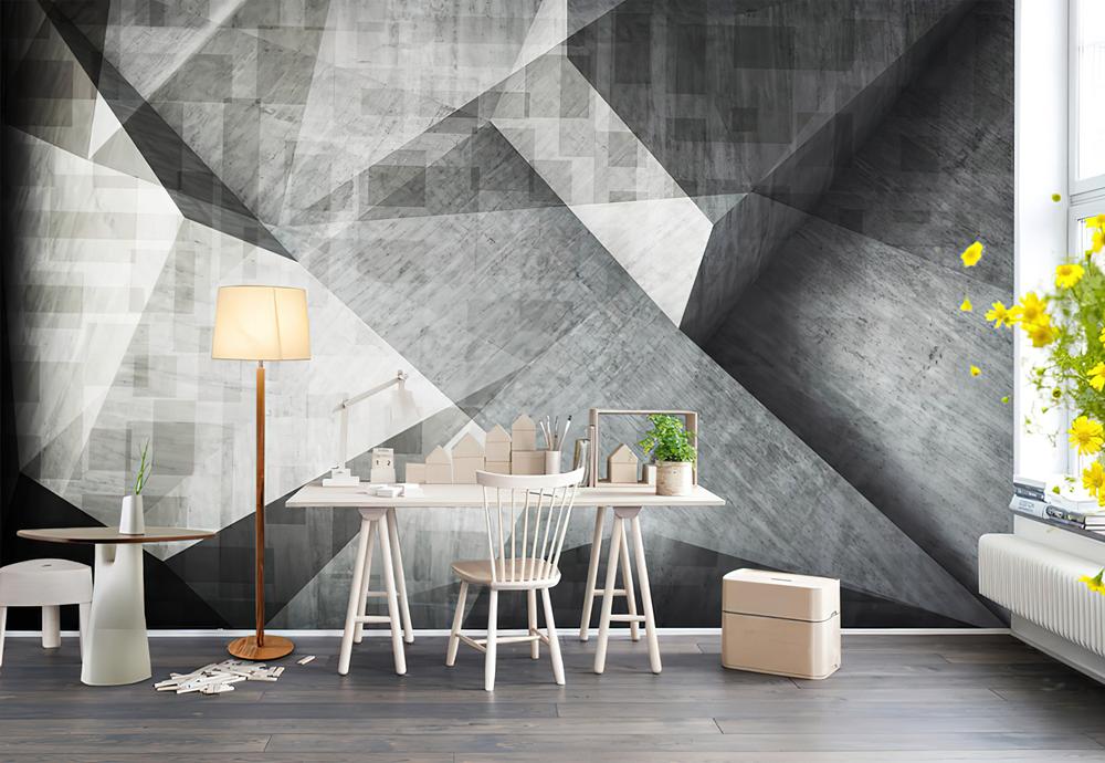 Fototapeta geometryczna szaro-srebrna