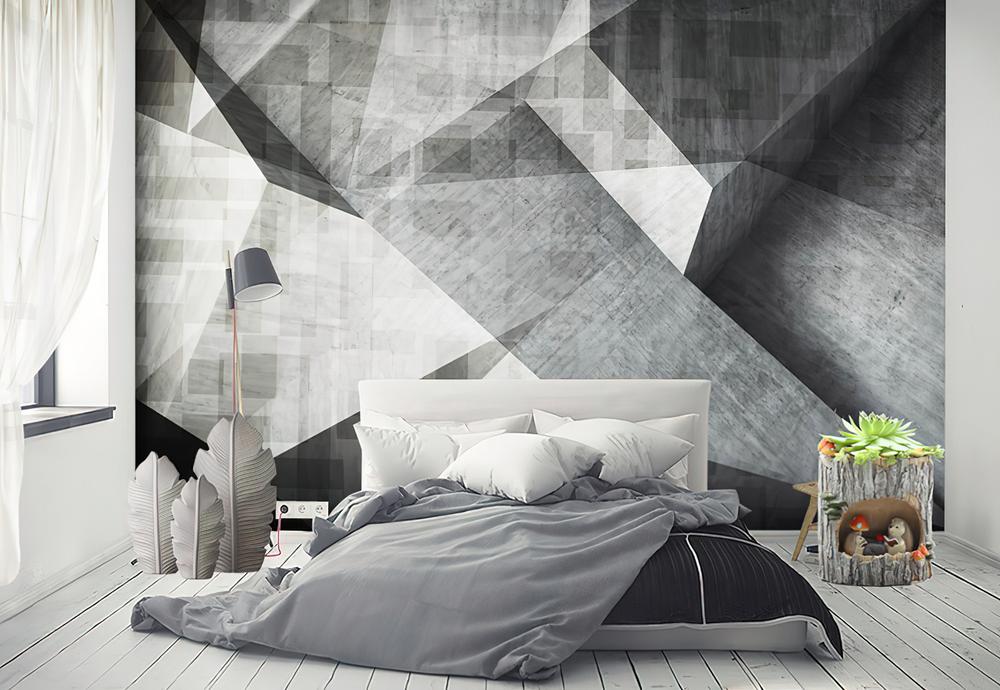 Fototapeta geometryczna szaro-srebrna