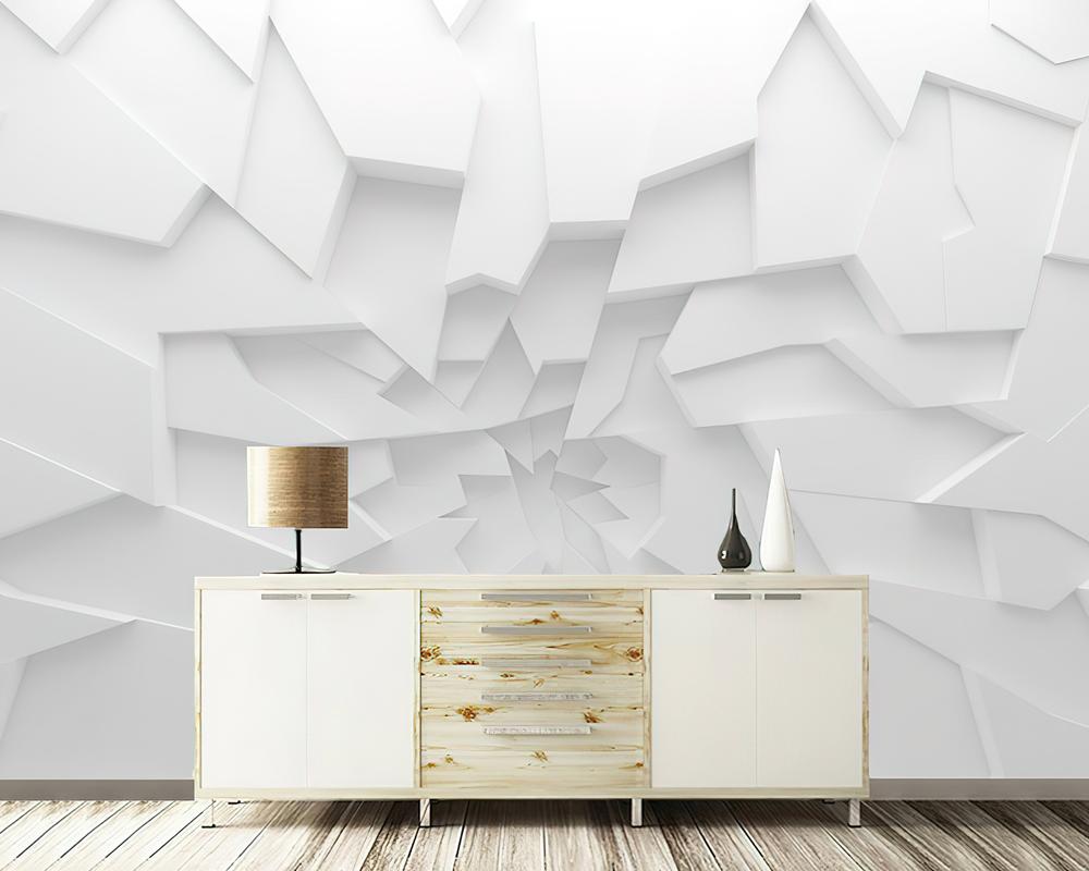 Fototapeta geometryczna 3D biała szara
