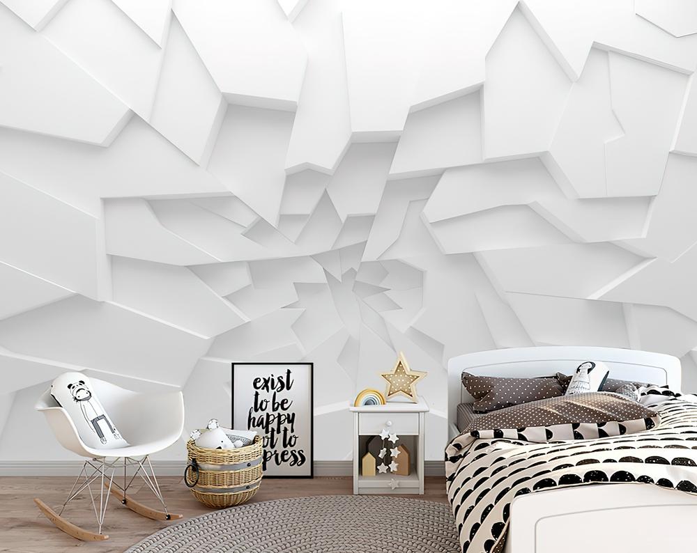 Fototapeta geometryczna 3D biała szara