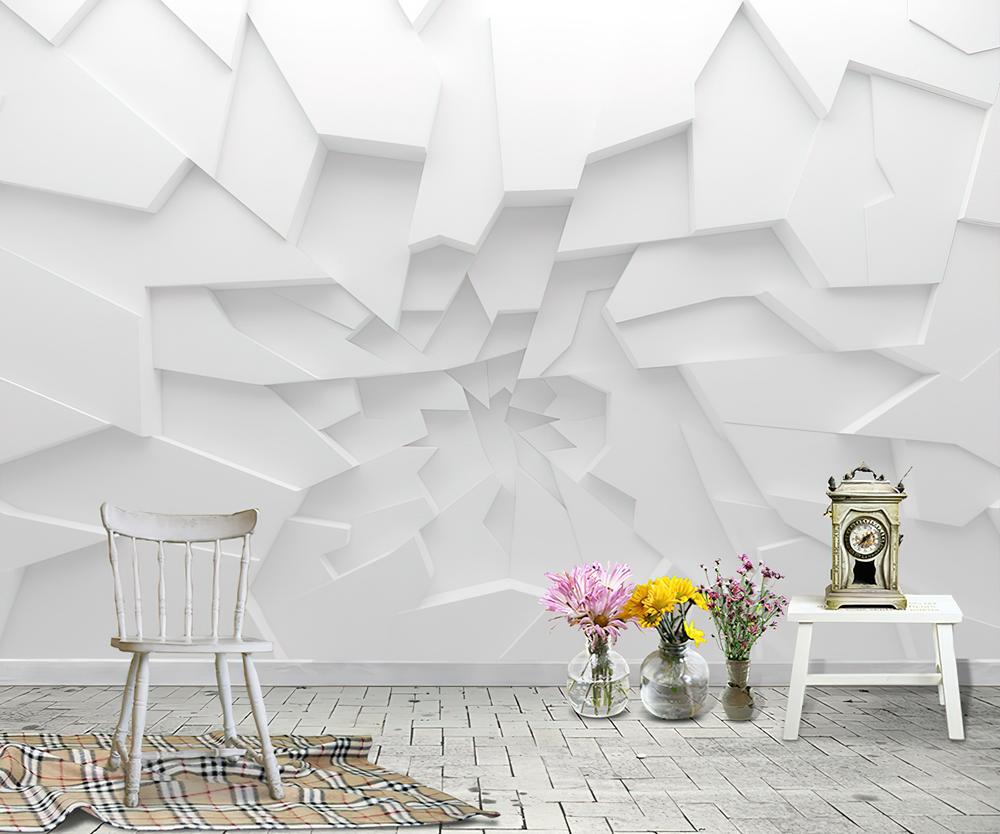 Fototapeta geometryczna 3D biała szara