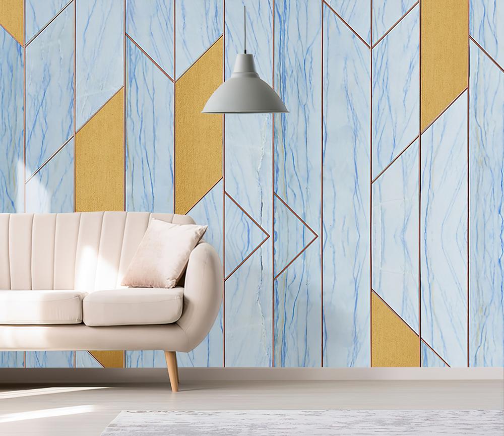 Fototapeta geometryczna niebieska żółta