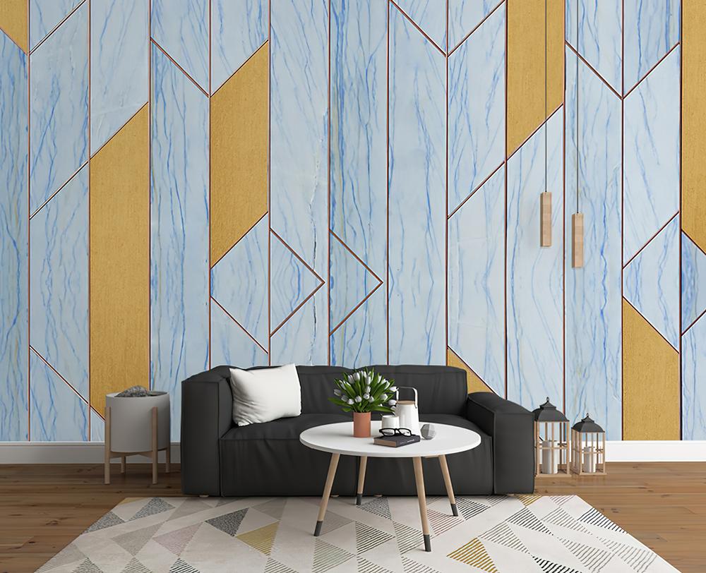Fototapeta geometryczna niebieska żółta