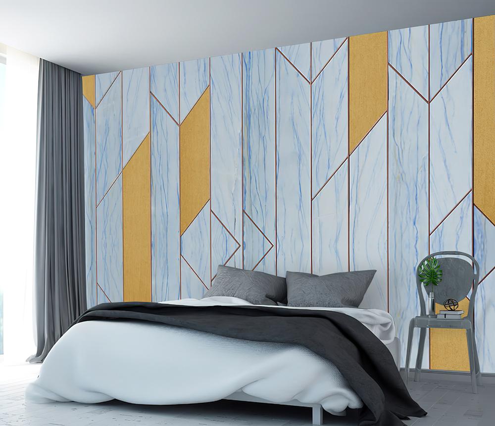 Fototapeta geometryczna niebieska żółta