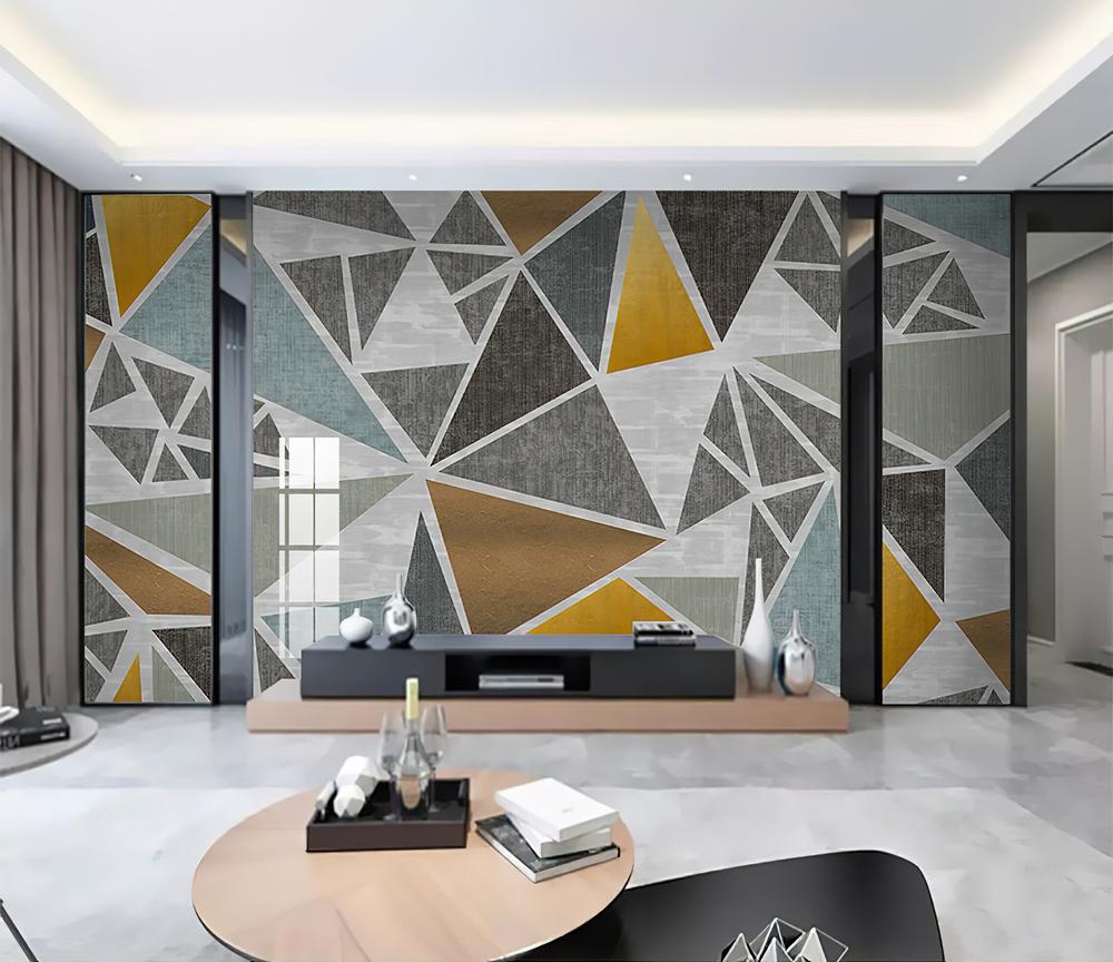 Fototapeta geometryczny wzór szaro-biały żółty zielony