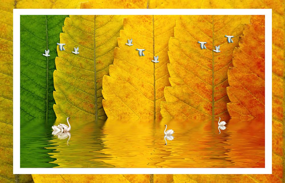 Fototapeta liście żółte pomarańczowe zielone
