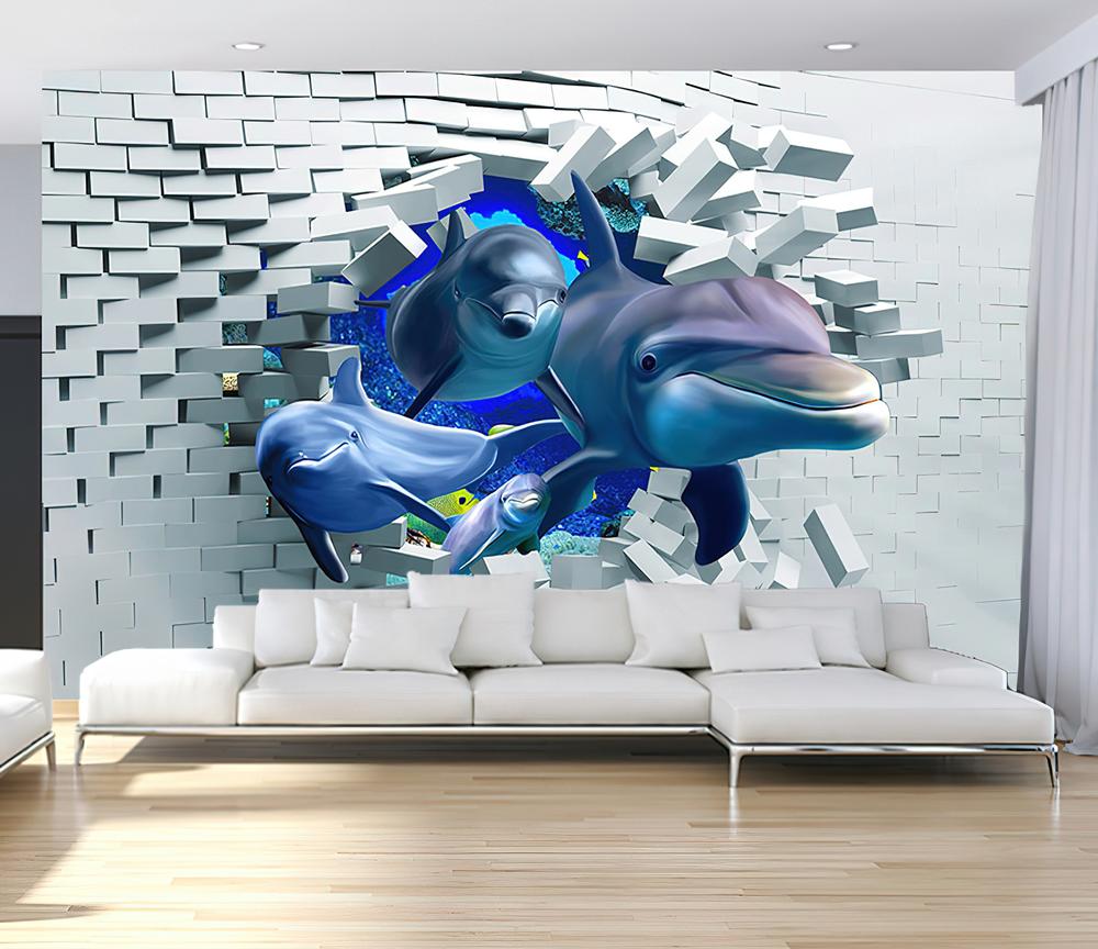 Fototapeta 3D oceaniczne delfiny koral