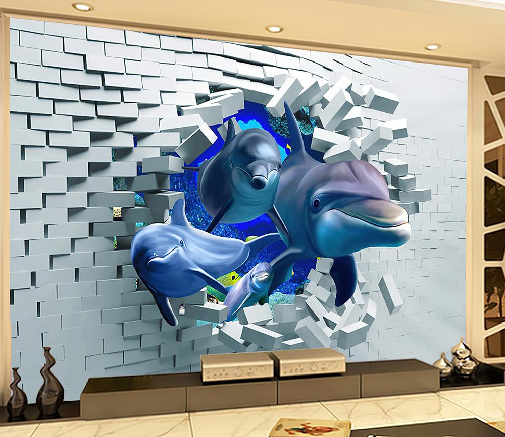 Fototapeta 3D oceaniczne delfiny koral