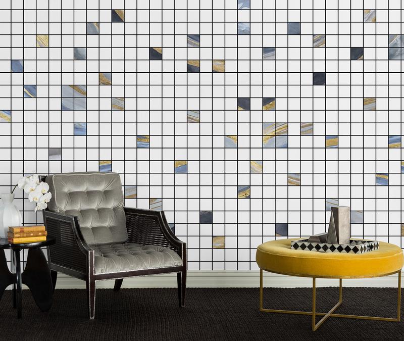 Fototapeta geometryczna niebieska złota brązowa