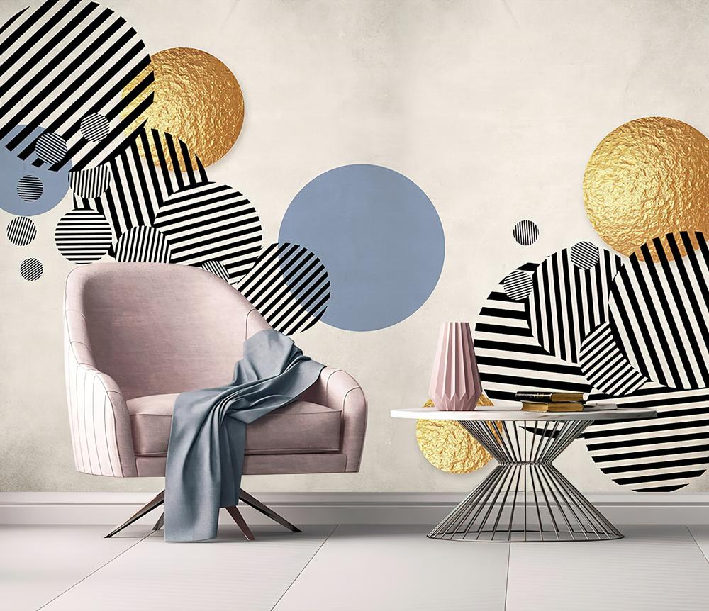 Fototapeta strypy geometryczne złote