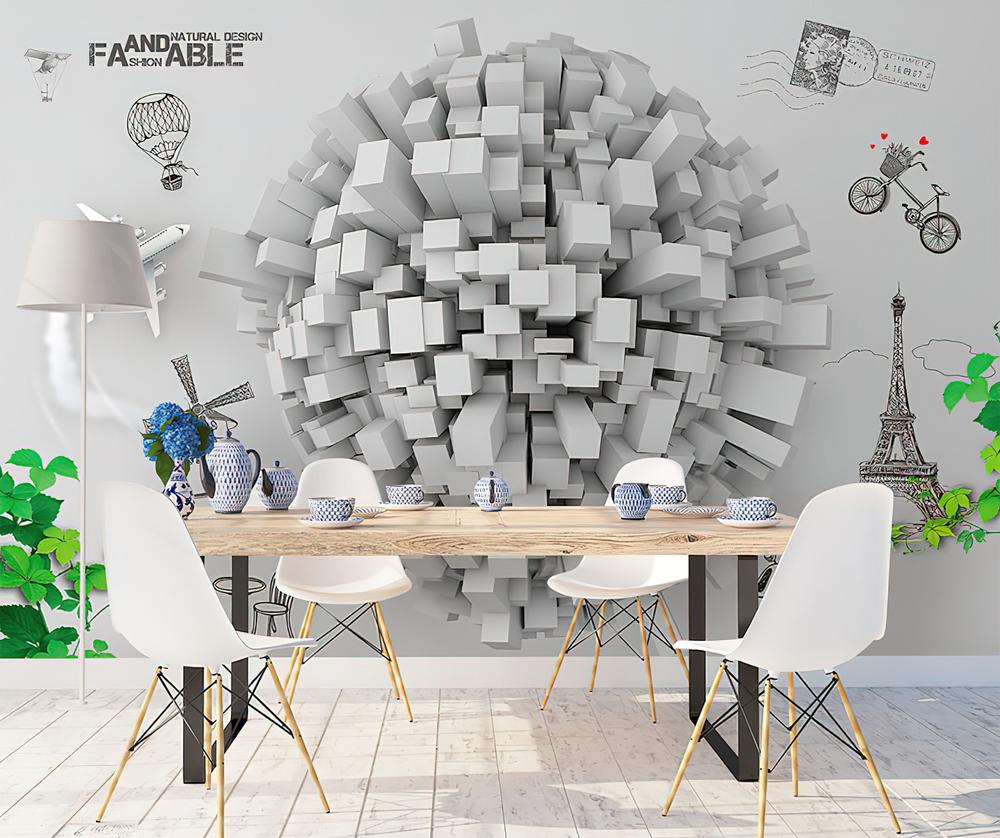 Fototapeta 3D bloków białe