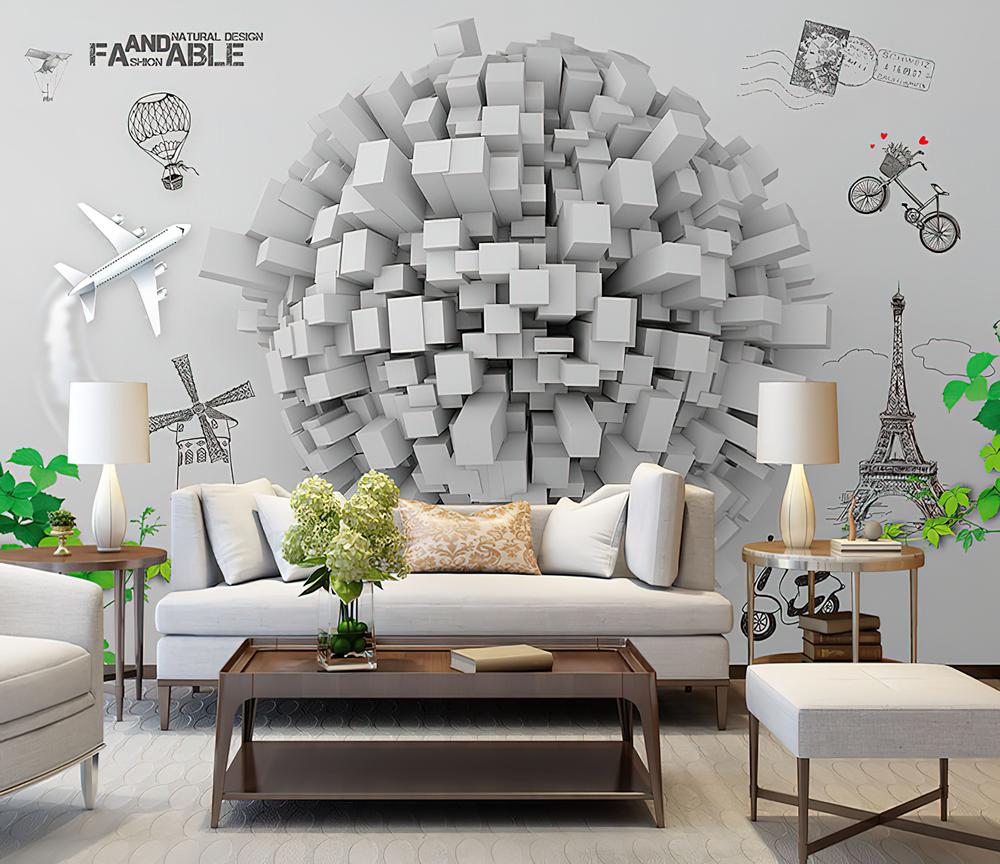 Fototapeta 3D bloków białe