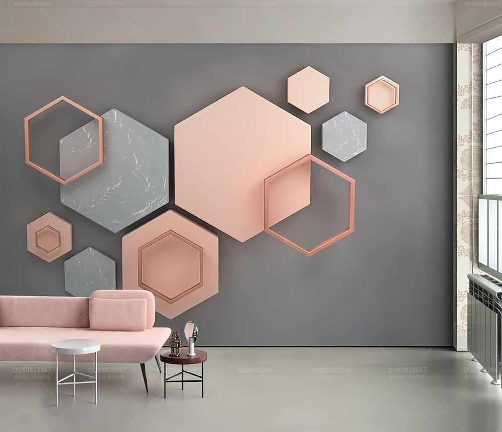 Fototapeta geometryczne różowe