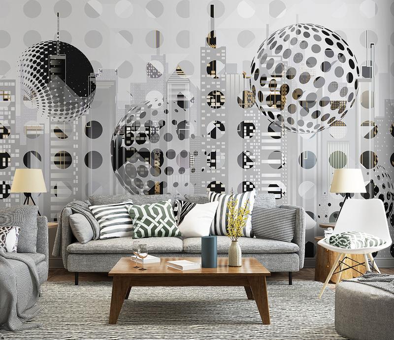 Fototapeta iluzja geometryczna czarno-biała