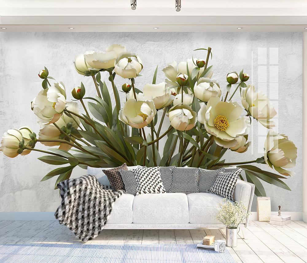 Fototapeta peonie białe niebo