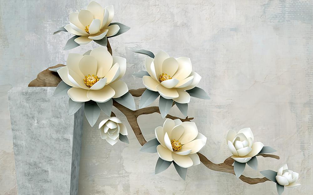 Fototapeta Kwiaty magnolii szara zielona