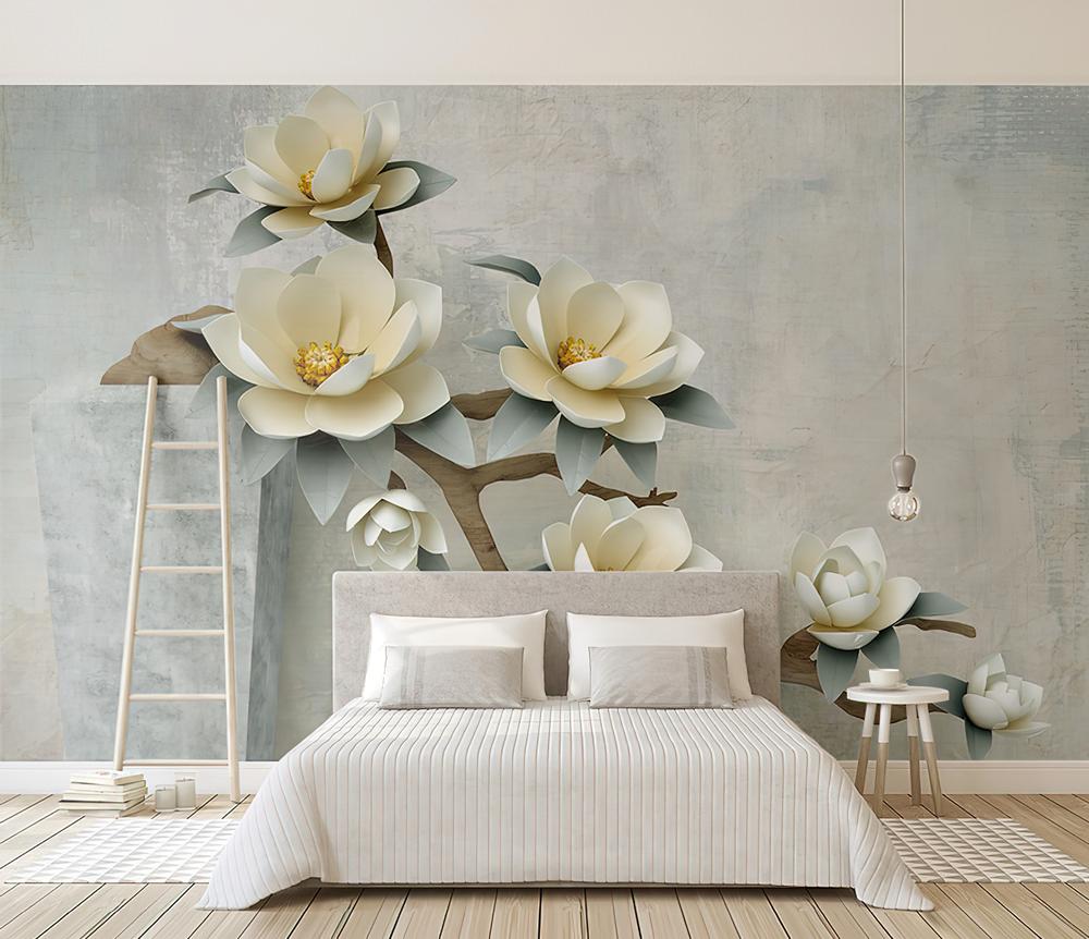 Fototapeta Kwiaty magnolii szara zielona