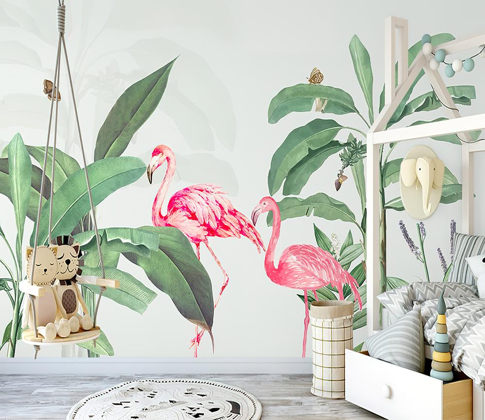 Fototapeta flamingo tropikalne liście
