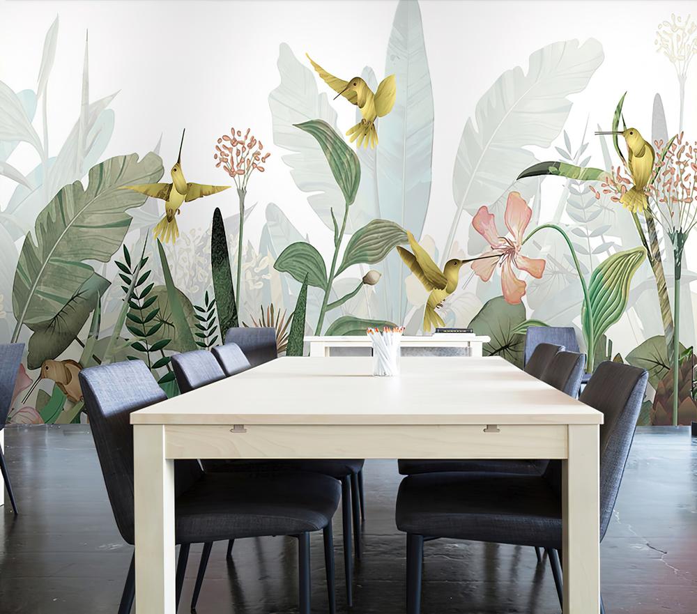 Fototapeta kolibry i kwiaty