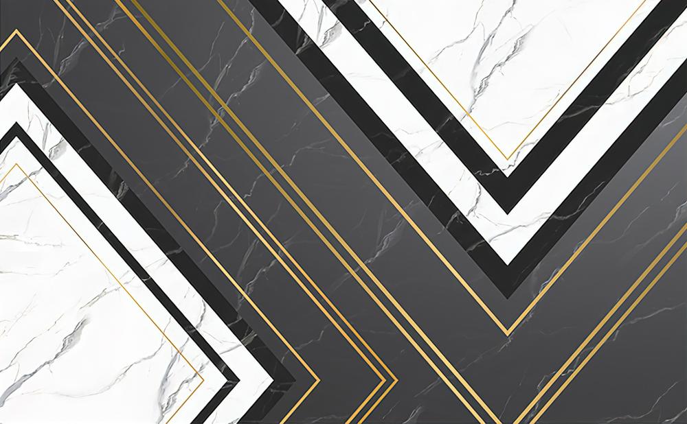 Fototapeta geometryczny czarno-biały złoty