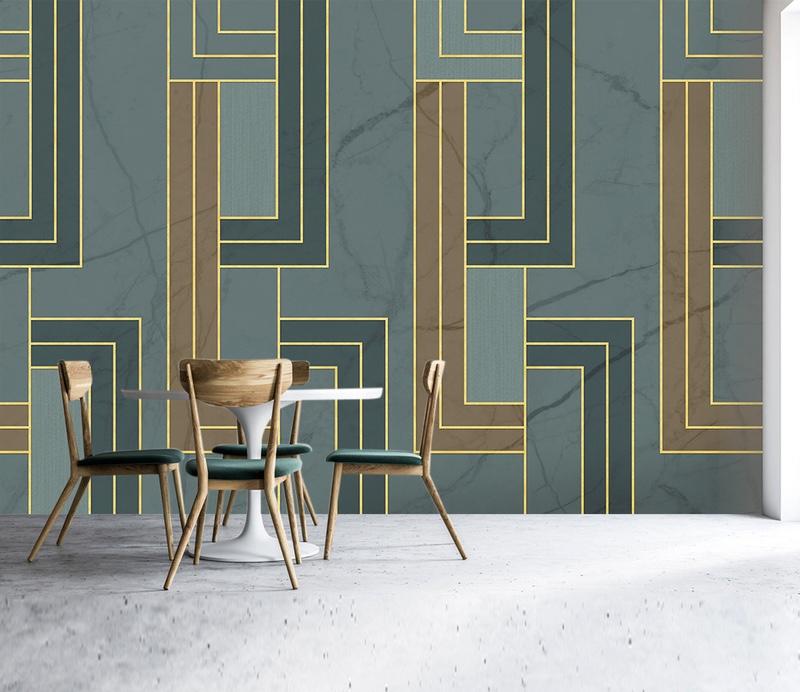 Fototapeta geometryczny tealowy brązowy