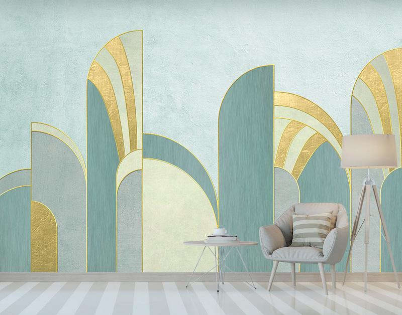 Fototapeta geometryczna teal złota