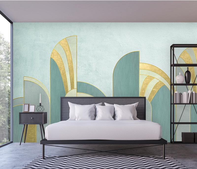 Fototapeta geometryczna teal złota