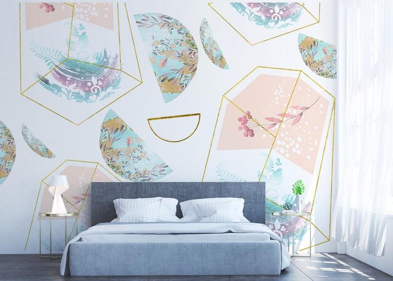 Fototapeta geometryczny florowy pastelowy
