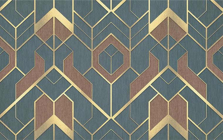 Fototapeta geometryczna ciemnoniebieska złota