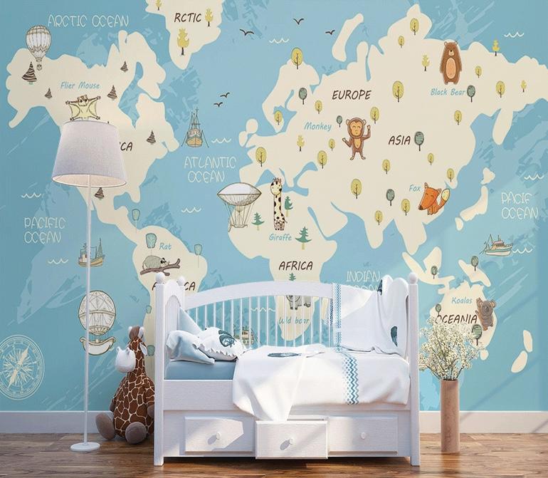 Fototapeta światowa mapa niebieska