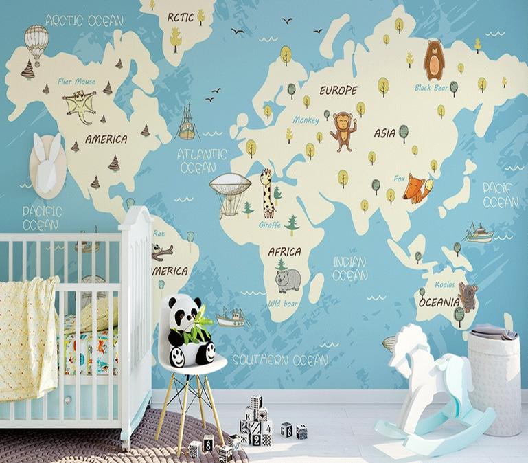 Fototapeta światowa mapa niebieska