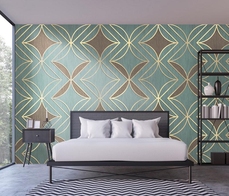 Fototapeta geometryczna złota i aqua
