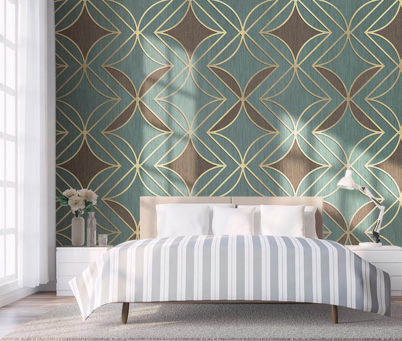 Fototapeta geometryczna złota i aqua