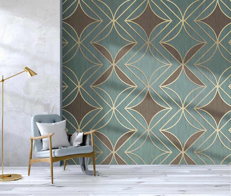 Fototapeta geometryczna złota i aqua