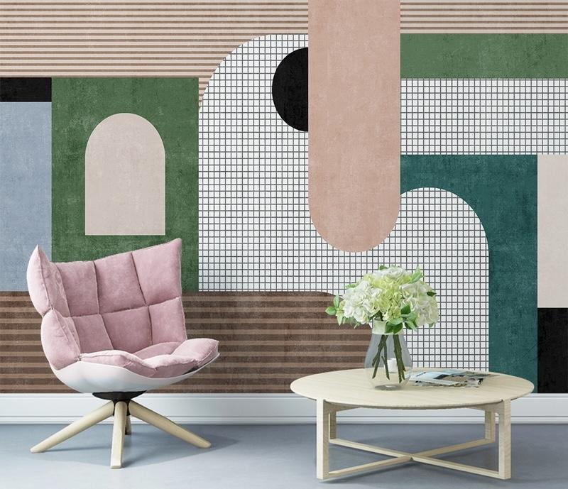 Fototapeta geometryczna zielona beżowa
