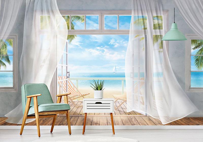 Fototapeta plaża palmowe