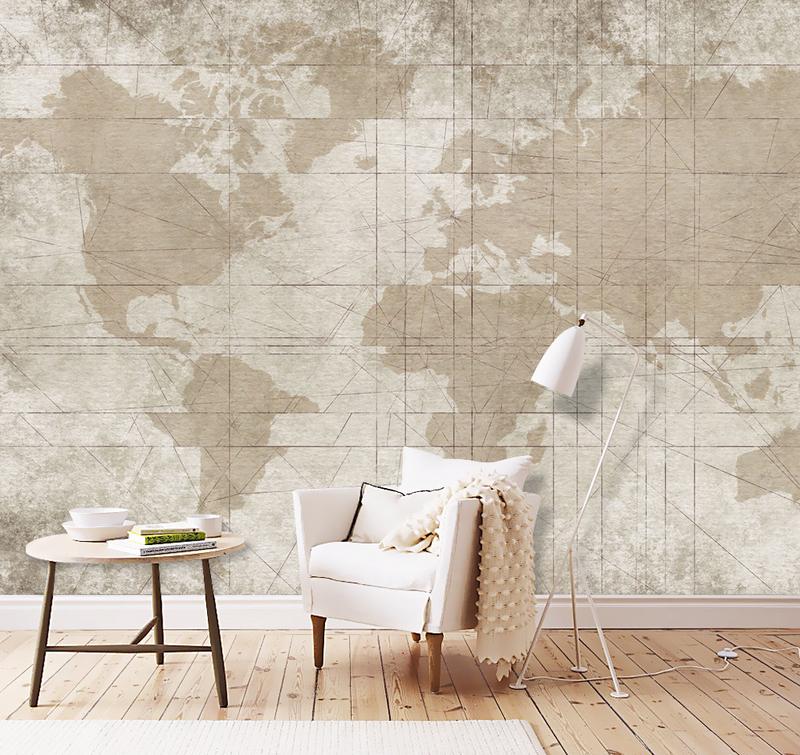 Fototapeta mapa świata brązowo beżowa