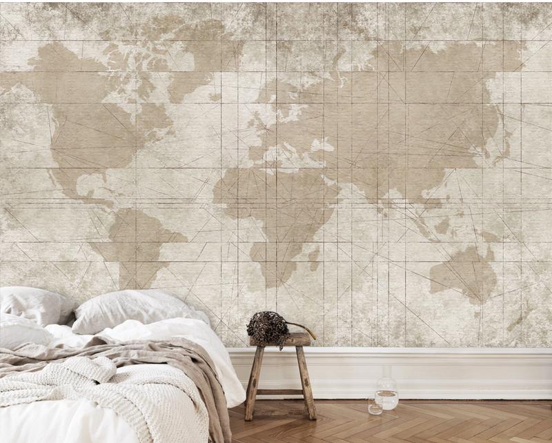 Fototapeta mapa świata brązowo beżowa