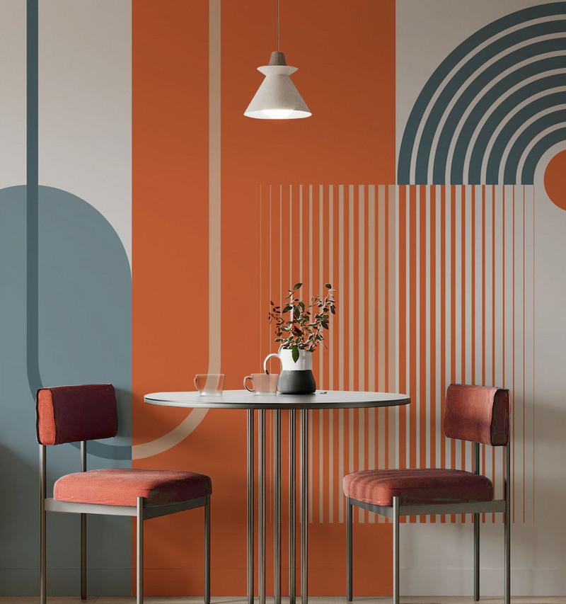 Fototapeta geometryczny pomarańczowy niebieski