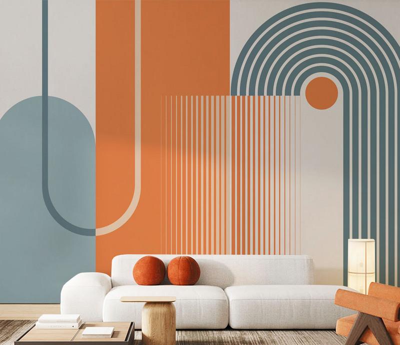 Fototapeta geometryczny pomarańczowy niebieski