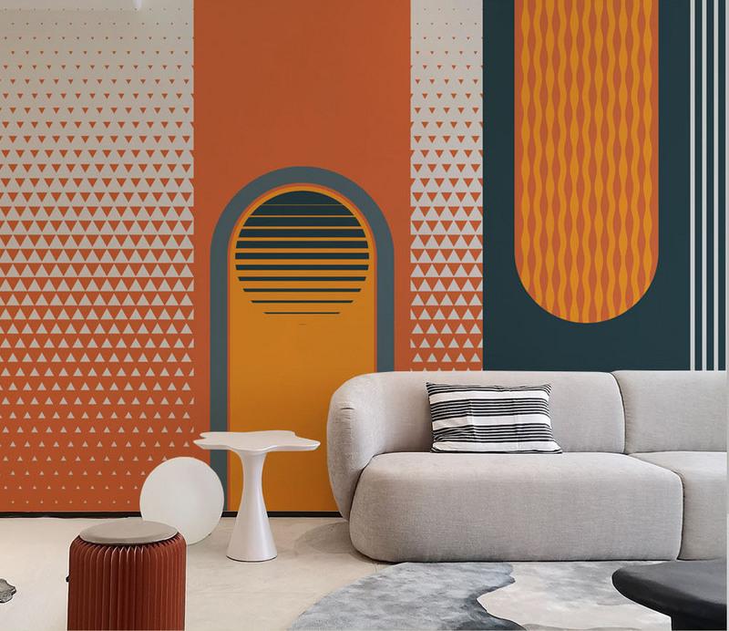 Fototapeta geometryczna pomarańczowo-niebieska