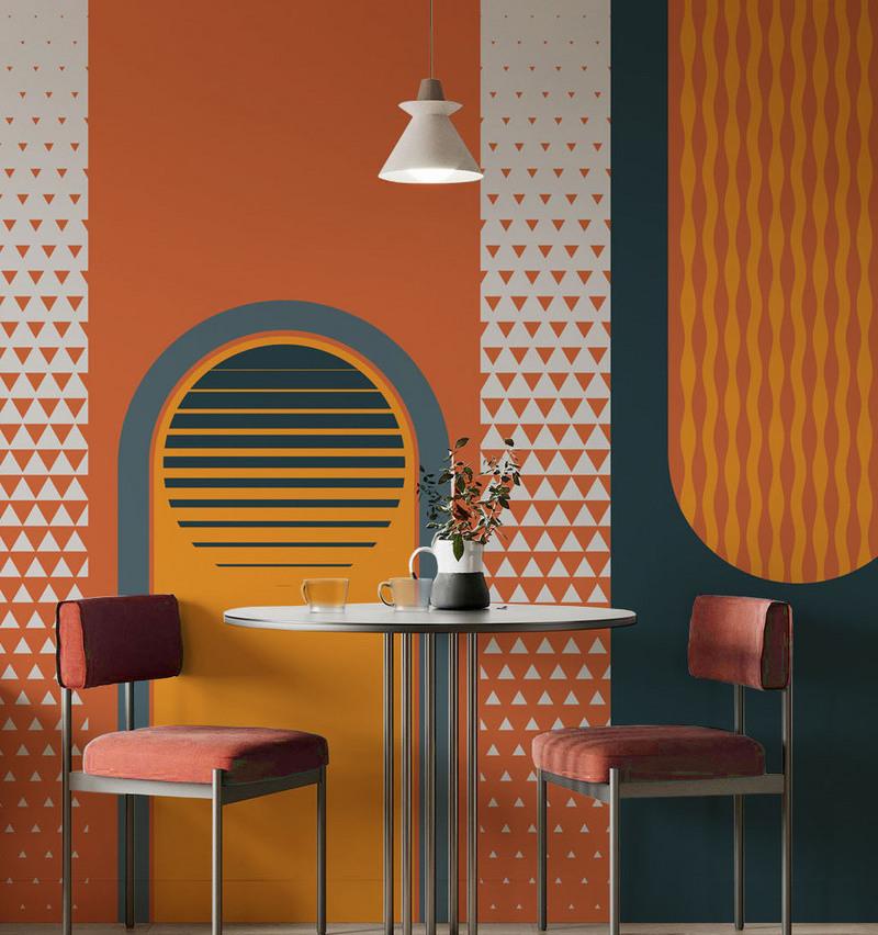 Fototapeta geometryczna pomarańczowo-niebieska