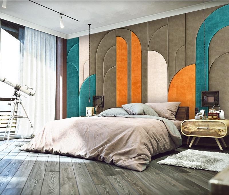 Fototapeta geometryczny pomarańczowy turkusowy