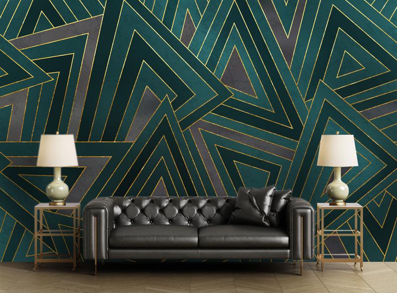 Fototapeta geometryczne zielone złote